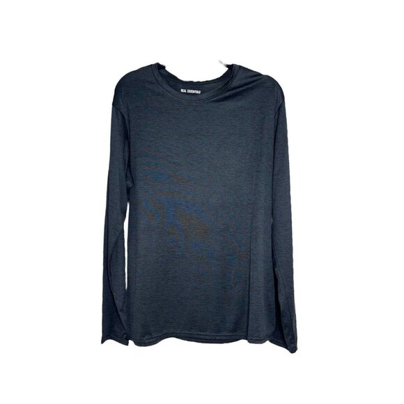 Real Essentials Mens Size Large Color Black Long Sleeve Crew Neck T-Shirt NWOT - Picture 1 of 5